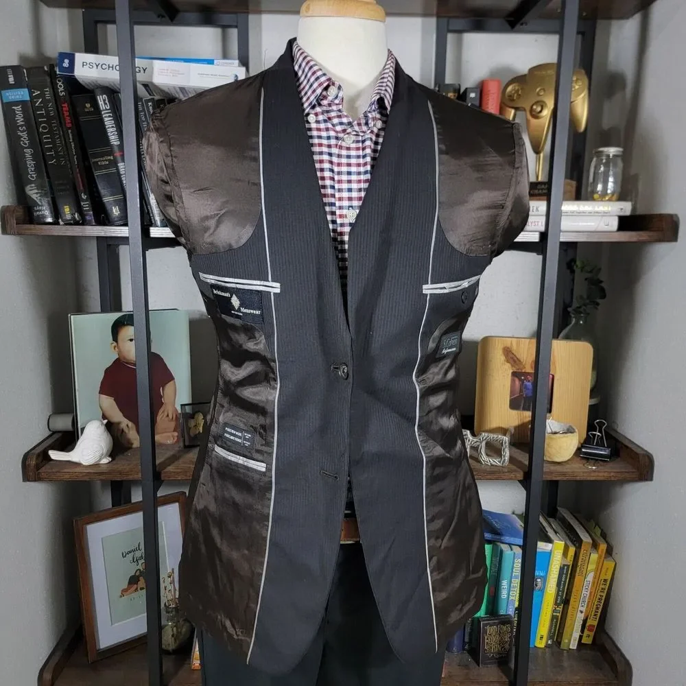 S.Cohen Performance Men's Sport Coat Blazer Two Button Brown Black‎ Wool 39R
